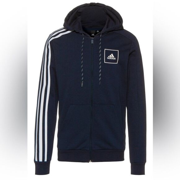 ADIDAS SPORTSWEAR Athletic Zip-Up Hoodie Navy size medium - Picture 1 of 16